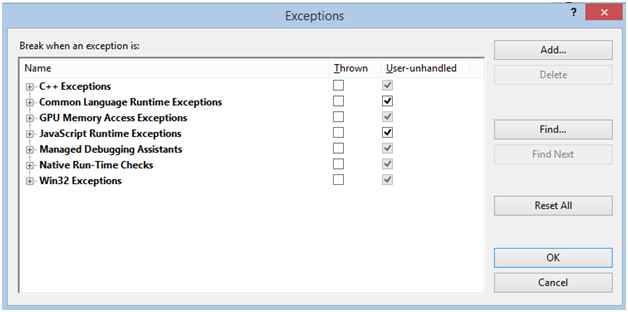 Exception Settings image